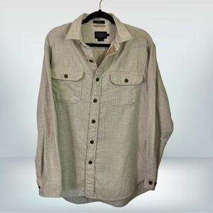 Pendleton Burnside Men’s Long Sleeve Button Up Flannel Shirt in Cream, size M